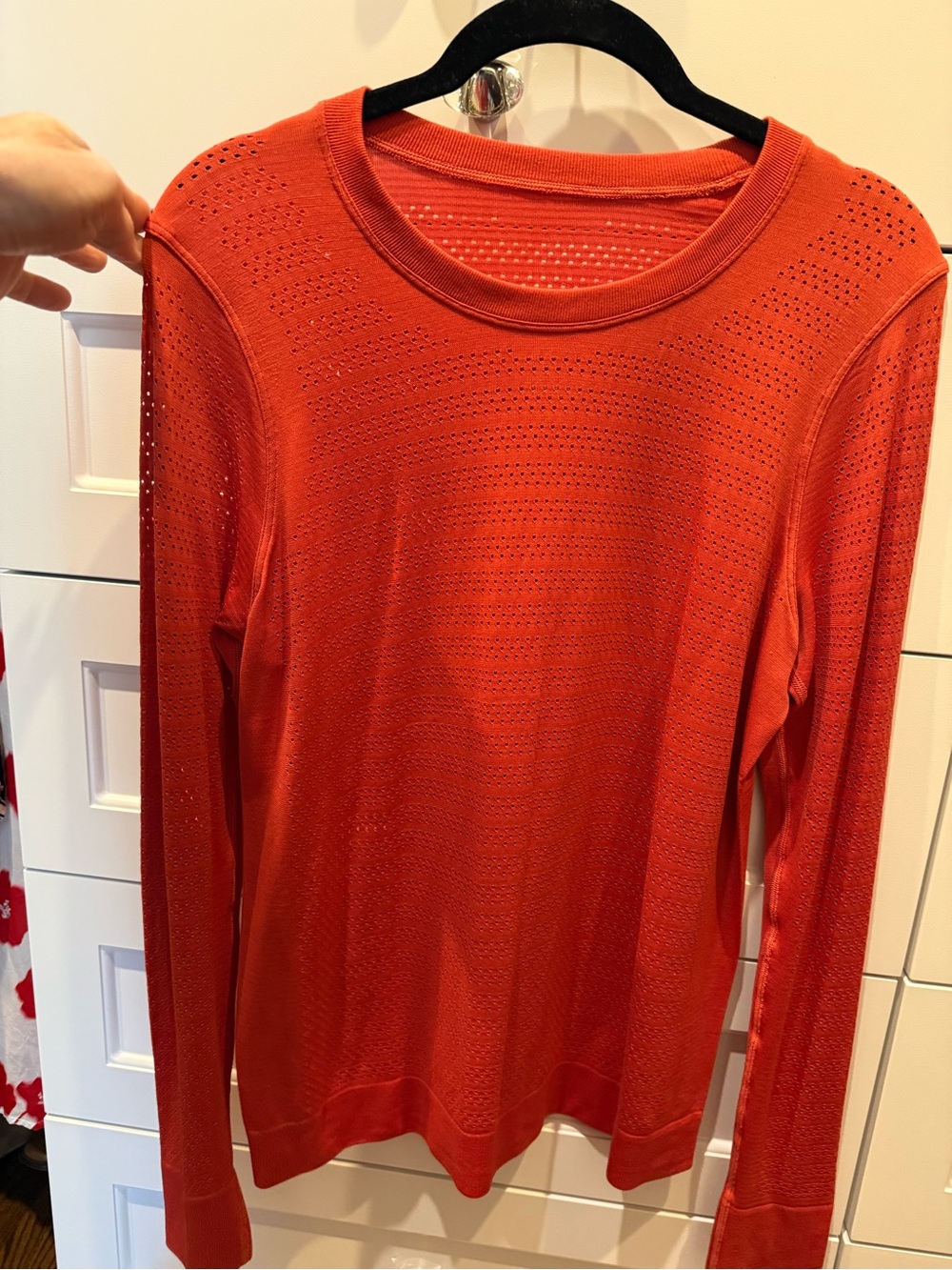 Lululemon Swiftly 6 relaxed fit Women's Long-Sleeve perforated red orange